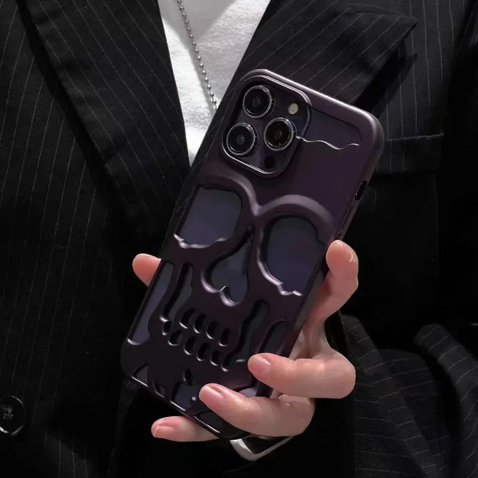 Funda de calavera de esqueleto de lujo para iPhone 11, 12, 13, 14, 15 Pro Max, fundas de teléfono a prueba de golpes, cubierta trasera, cámara, protección completa, Funda hueca - La zona Apple