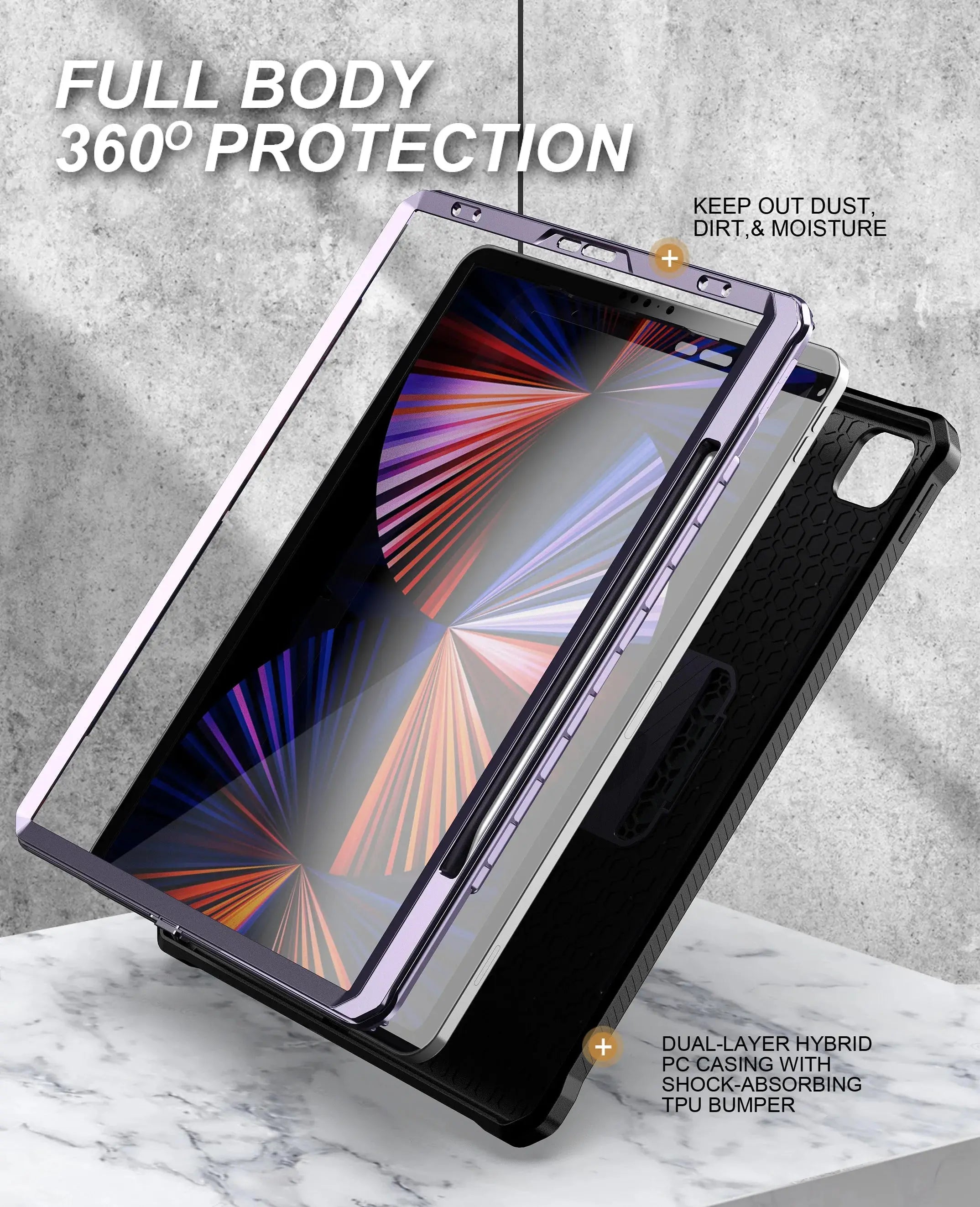 Funda de Combinación Resistente para iPad Pro 12.9 pulgadas (2018, 2020, 2021, 2022) con Soporte - La zona Apple