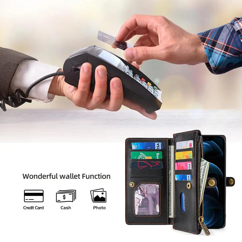 Funda de cuero PU para teléfono móvil, cartera portátil para iPhone 6, 6S, 7, 8 Plus, X, XS, XR, XSMax, SE2020, 11, 12, 13, 14, 15, Mini Pro Max - La zona Apple