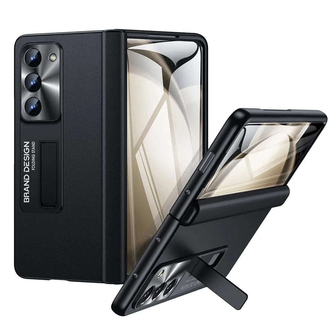 Funda de cuero con bisagra magnética para móvil, Protector de pantalla para Samsung Galaxy Z Fold 5, Z Fold 4 5, sensación de piel auténtica, Nappa - La zona Apple