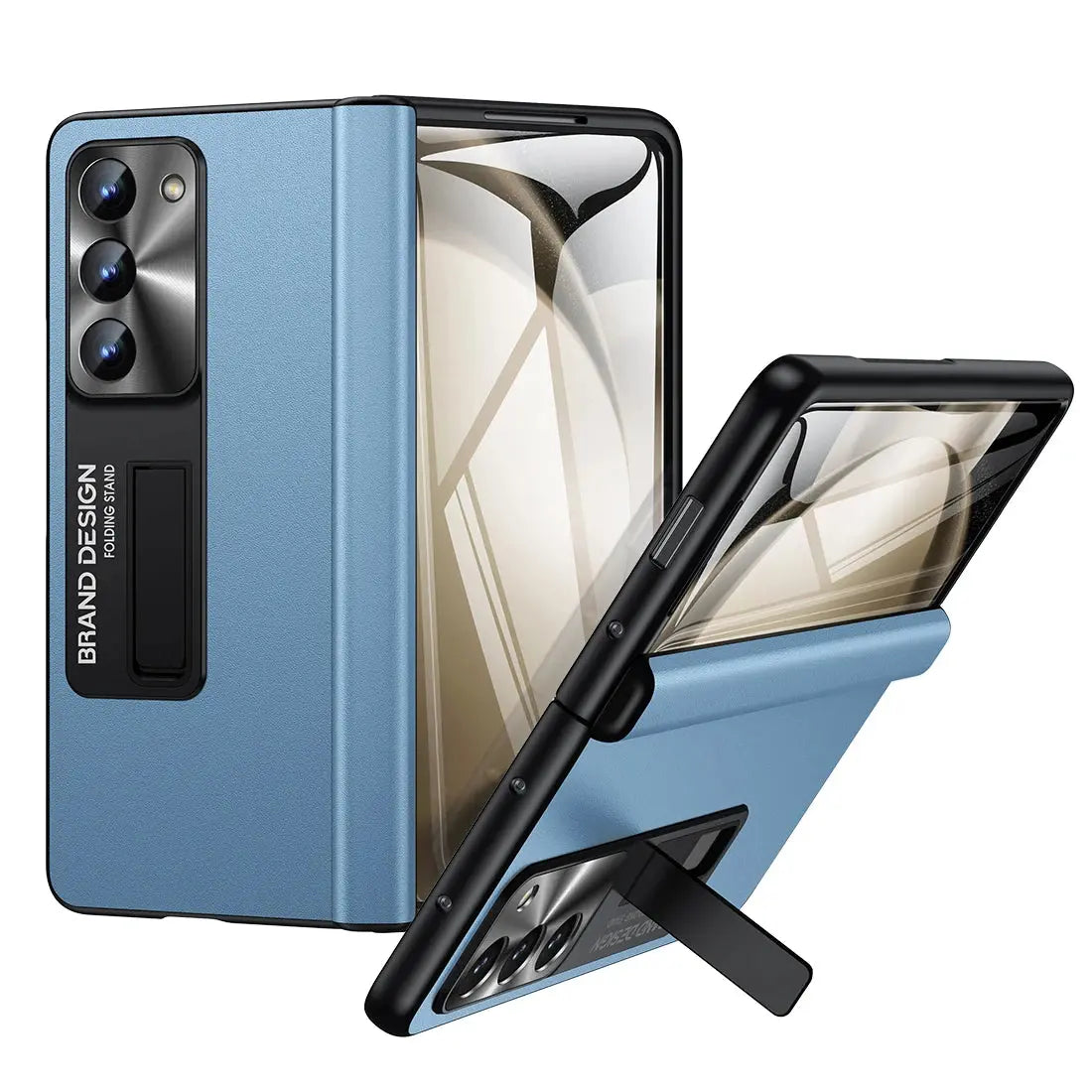 Funda de cuero con bisagra magnética para móvil, Protector de pantalla para Samsung Galaxy Z Fold 5, Z Fold 4 5, sensación de piel auténtica, Nappa - La zona Apple