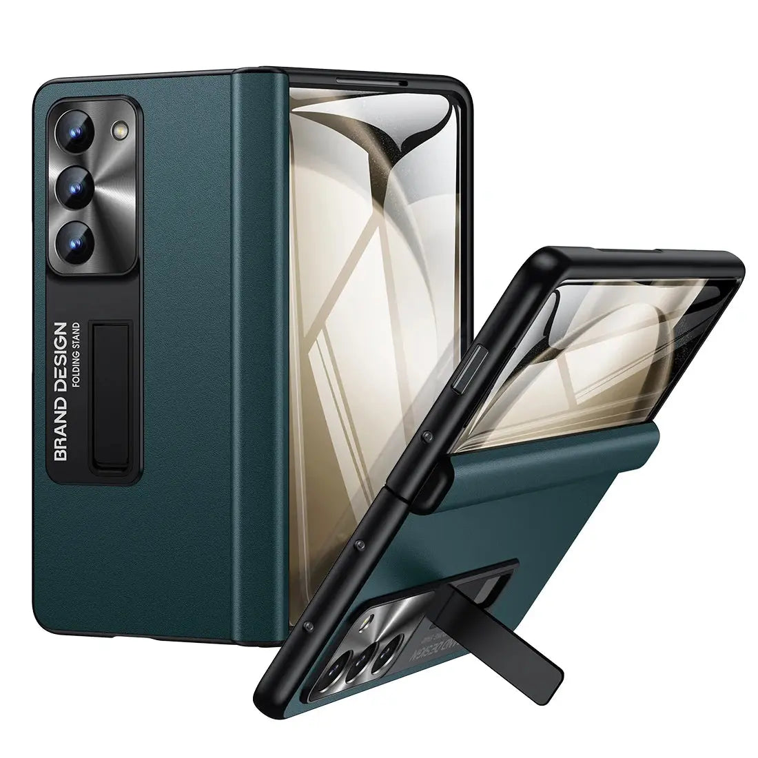 Funda de cuero con bisagra magnética para móvil, Protector de pantalla para Samsung Galaxy Z Fold 5, Z Fold 4 5, sensación de piel auténtica, Nappa - La zona Apple