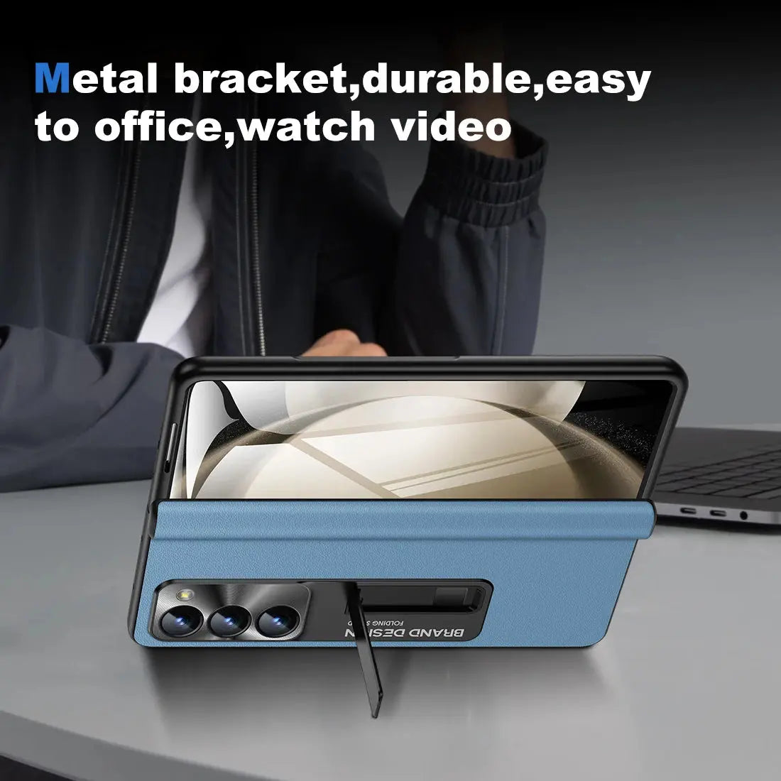 Funda de cuero con bisagra magnética para móvil, Protector de pantalla para Samsung Galaxy Z Fold 5, Z Fold 4 5, sensación de piel auténtica, Nappa - La zona Apple