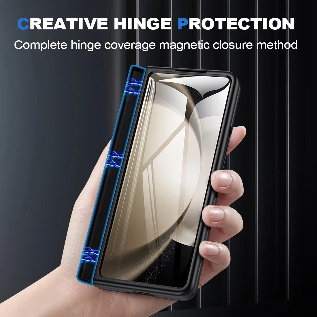 Funda de cuero con bisagra magnética para móvil, Protector de pantalla para Samsung Galaxy Z Fold 5, Z Fold 4 5, sensación de piel auténtica, Nappa - La zona Apple
