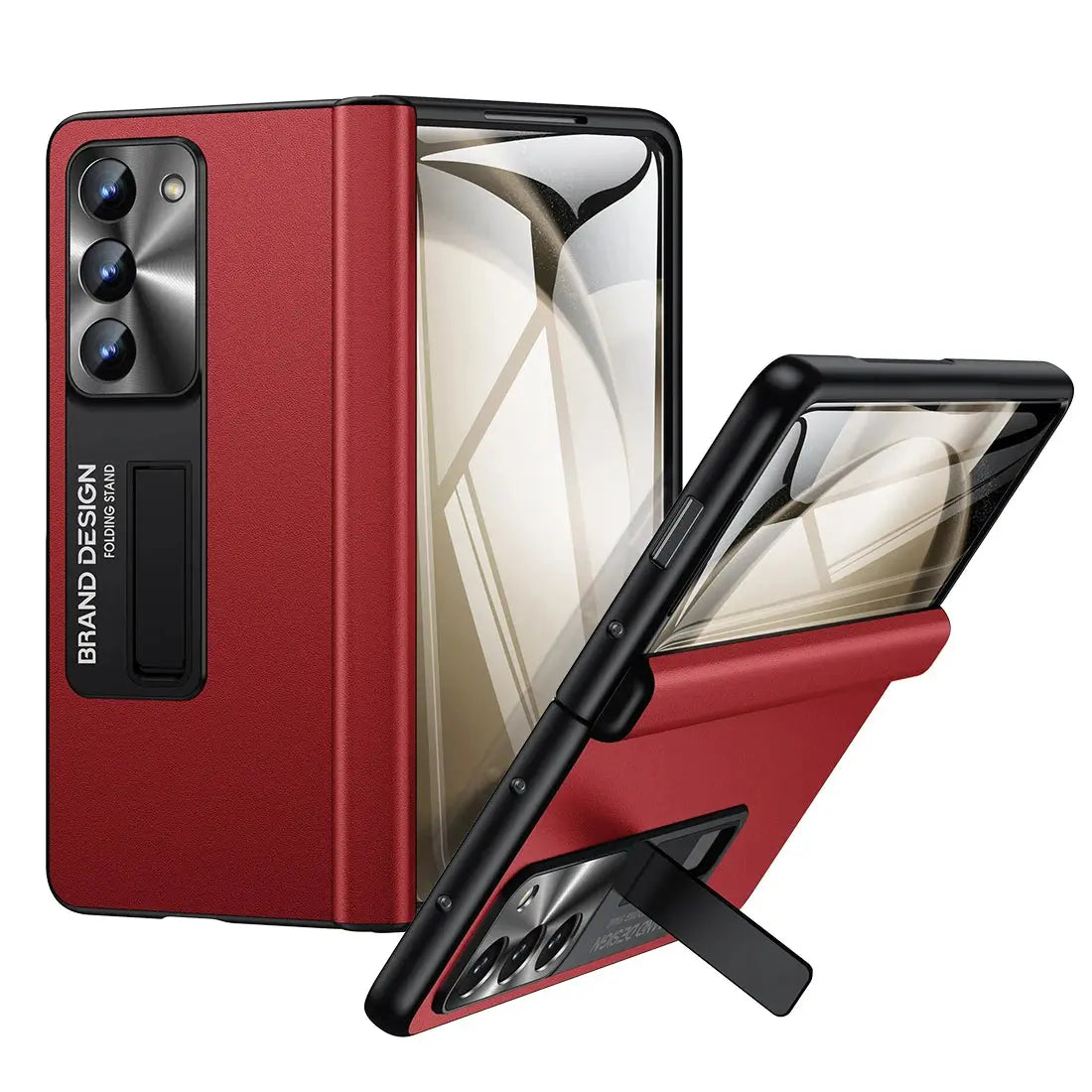 Funda de cuero con bisagra magnética para móvil, Protector de pantalla para Samsung Galaxy Z Fold 5, Z Fold 4 5, sensación de piel auténtica, Nappa - La zona Apple