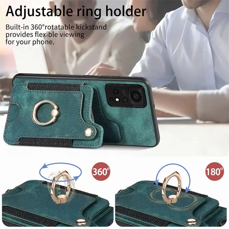 Funda de Cuero con Soporte de Anillo para Xiaomi Redmi: Estilo y Funcionalidad en un Solo Producto - La zona Apple