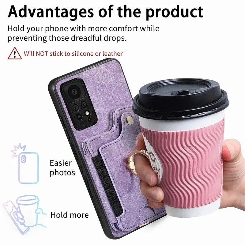 Funda de Cuero con Soporte de Anillo para Xiaomi Redmi: Estilo y Funcionalidad en un Solo Producto - La zona Apple