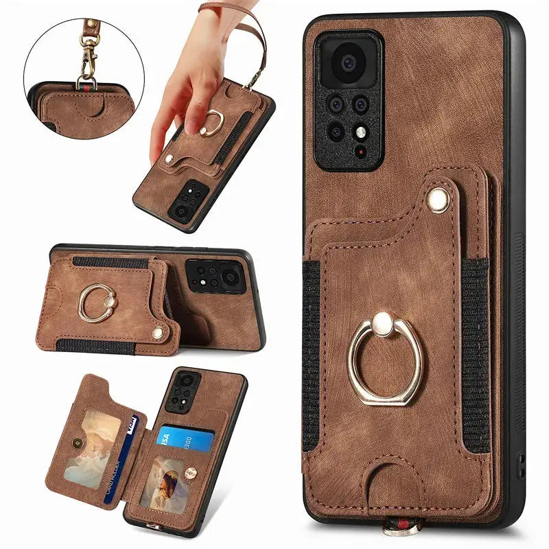 Funda de Cuero con Soporte de Anillo para Xiaomi Redmi: Estilo y Funcionalidad en un Solo Producto - La zona Apple