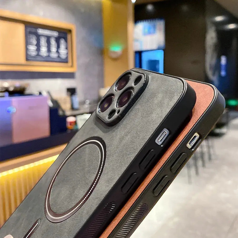 Funda de cuero PU de carga inalámbrica para iPhone 15, 14, 13, 12, 11 Pro Max, XS, X, - La zona Apple