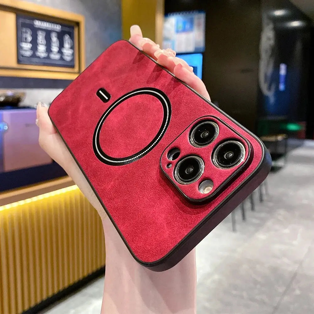 Funda de cuero PU de carga inalámbrica para iPhone 15, 14, 13, 12, 11 Pro Max, XS, X, - La zona Apple