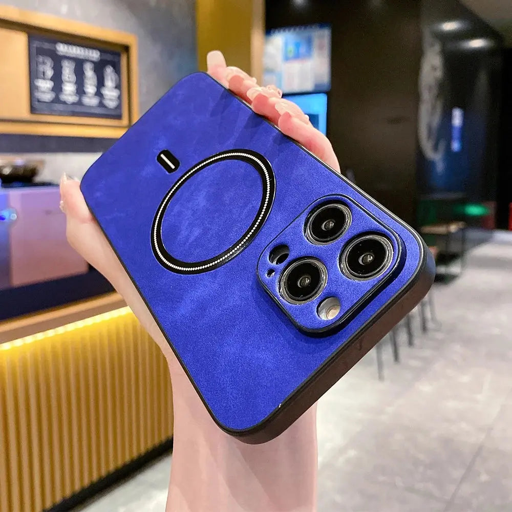 Funda de cuero PU de carga inalámbrica para iPhone 15, 14, 13, 12, 11 Pro Max, XS, X, - La zona Apple