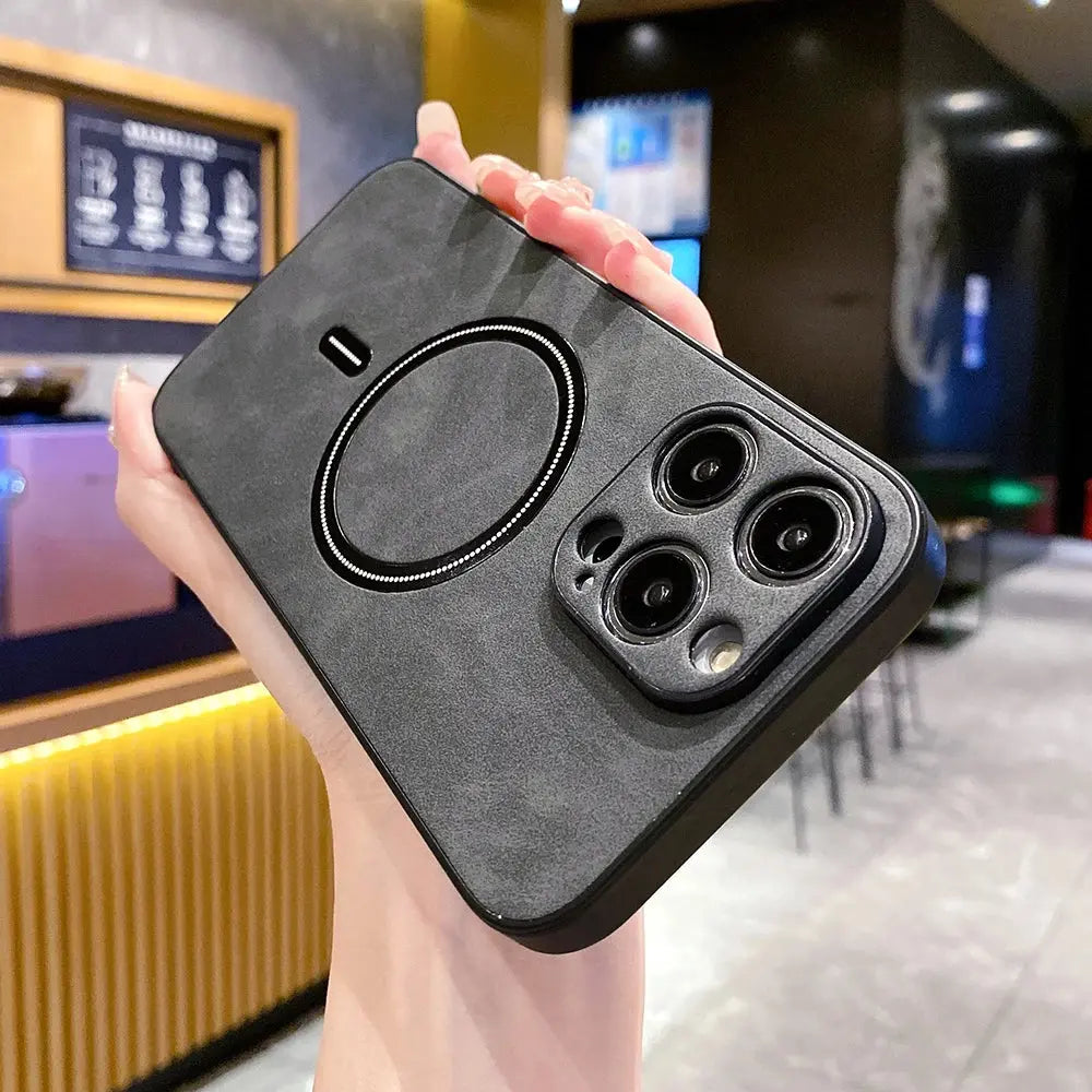 Funda de cuero PU de carga inalámbrica para iPhone 15, 14, 13, 12, 11 Pro Max, XS, X, - La zona Apple