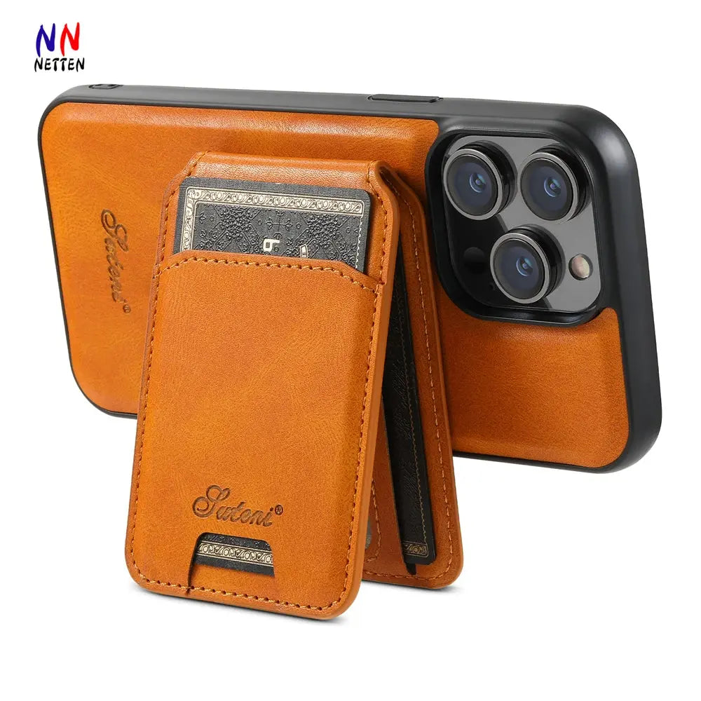 Funda de Cuero PU Premium para iPhone con Cartera Magnética y Soporte Magsafe - La zona Apple