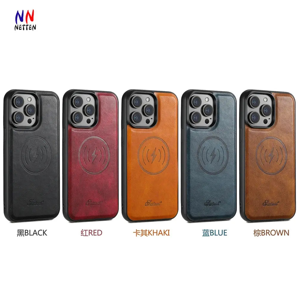 Funda de Cuero PU Premium para iPhone con Cartera Magnética y Soporte Magsafe - La zona Apple