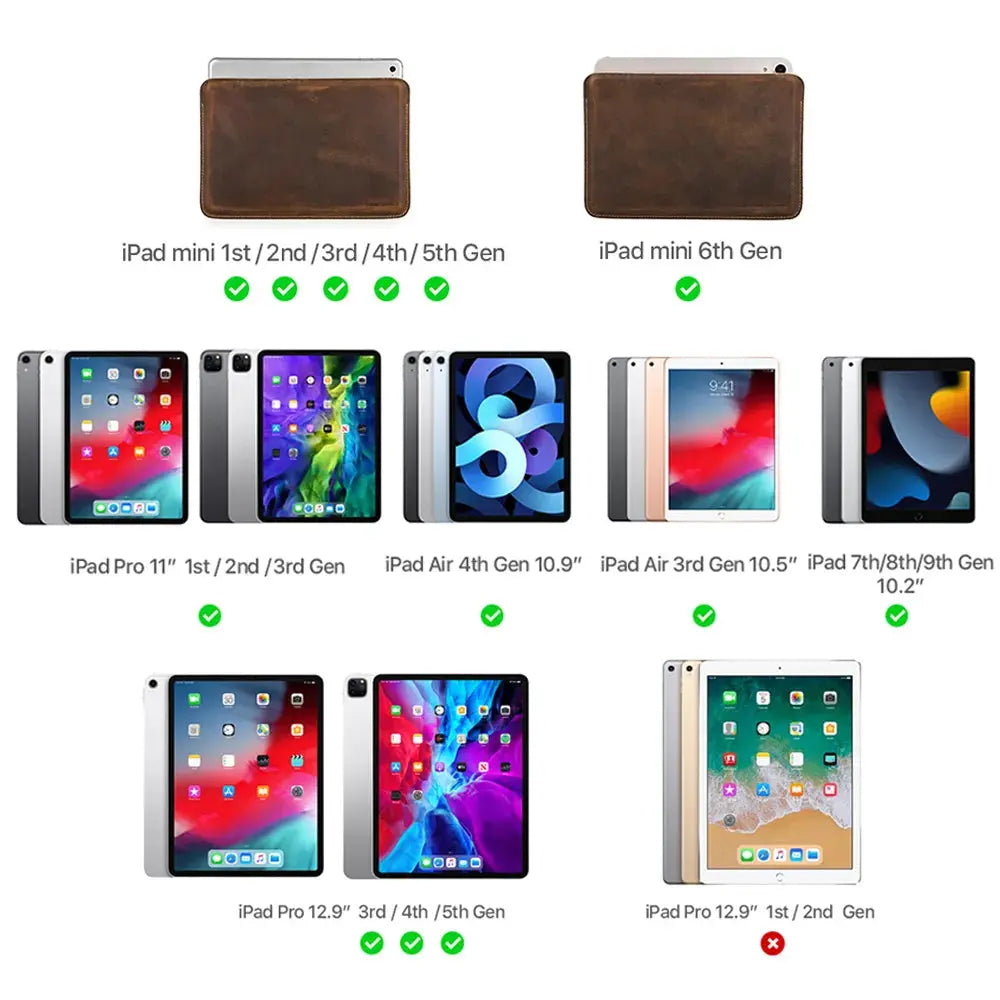 Funda de Cuero para iPad Pro 11, iPad Air 5, iPad Air 4, iPad Pro 12.9, iPad 8th, 9th, 10th Generation, iPad Mini 6/5/4/3/2/1 - Estilo Elegante y Protección Confiable - La zona Apple