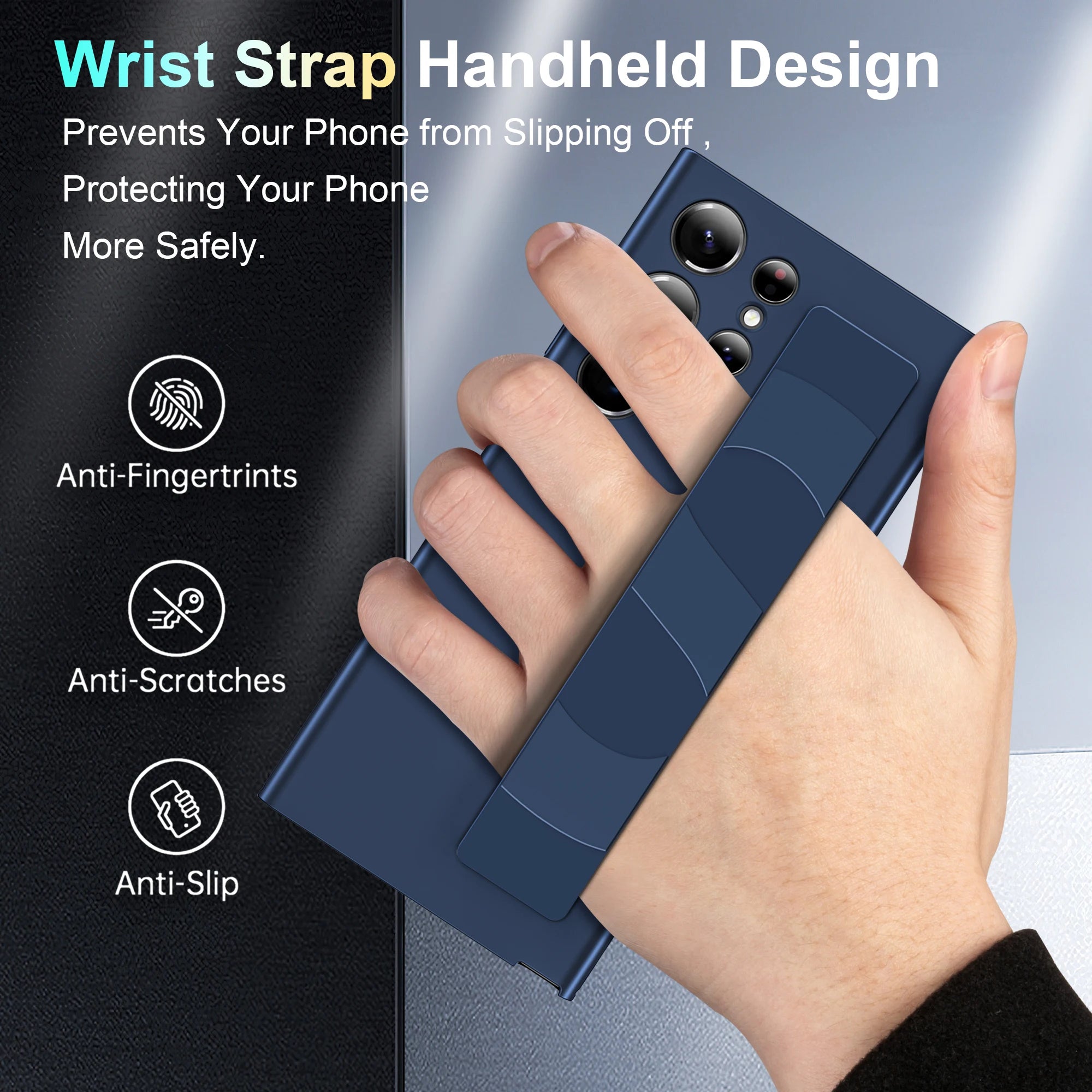Funda de lujo para Samsung Galaxy S23 Ultra S23Plus, carcasa trasera a prueba de golpes, muñequera elástica, rígida, amigable con la piel - La zona Apple