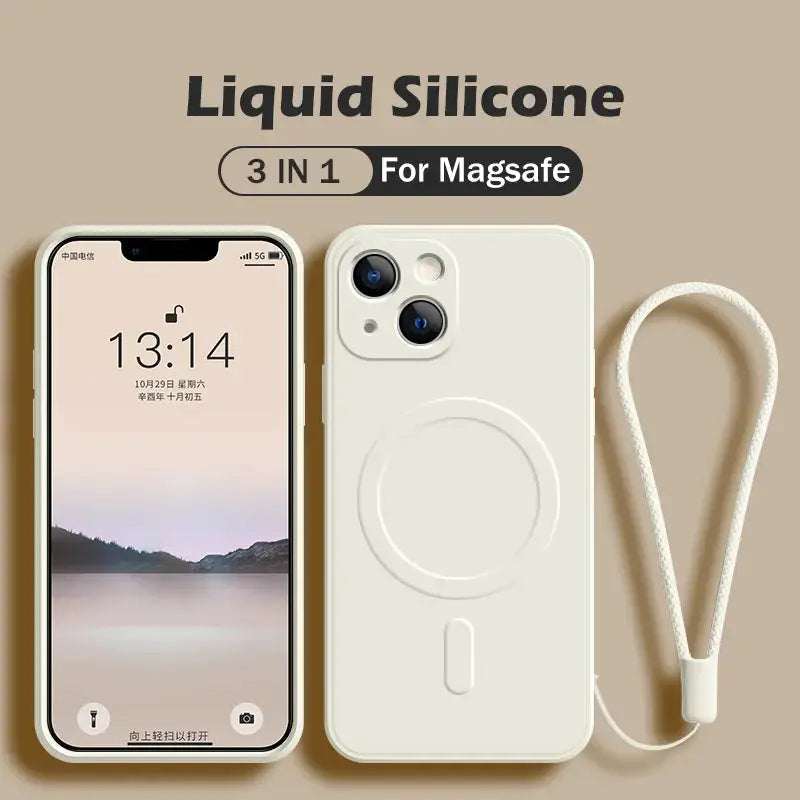 Funda de silicona líquida para iPhone 15, 11, 13, 12, 14 Pro Max, Mini, XR, Xs Plus, SE, carga inalámbrica magnética para Magsafe La zona Apple
