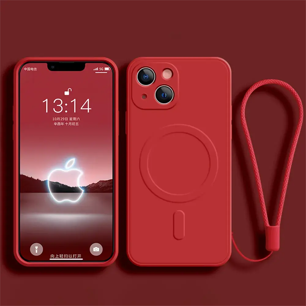 Funda de silicona líquida para iPhone 15, 11, 13, 12, 14 Pro Max, Mini, XR, Xs Plus, SE, carga inalámbrica magnética para Magsafe La zona Apple