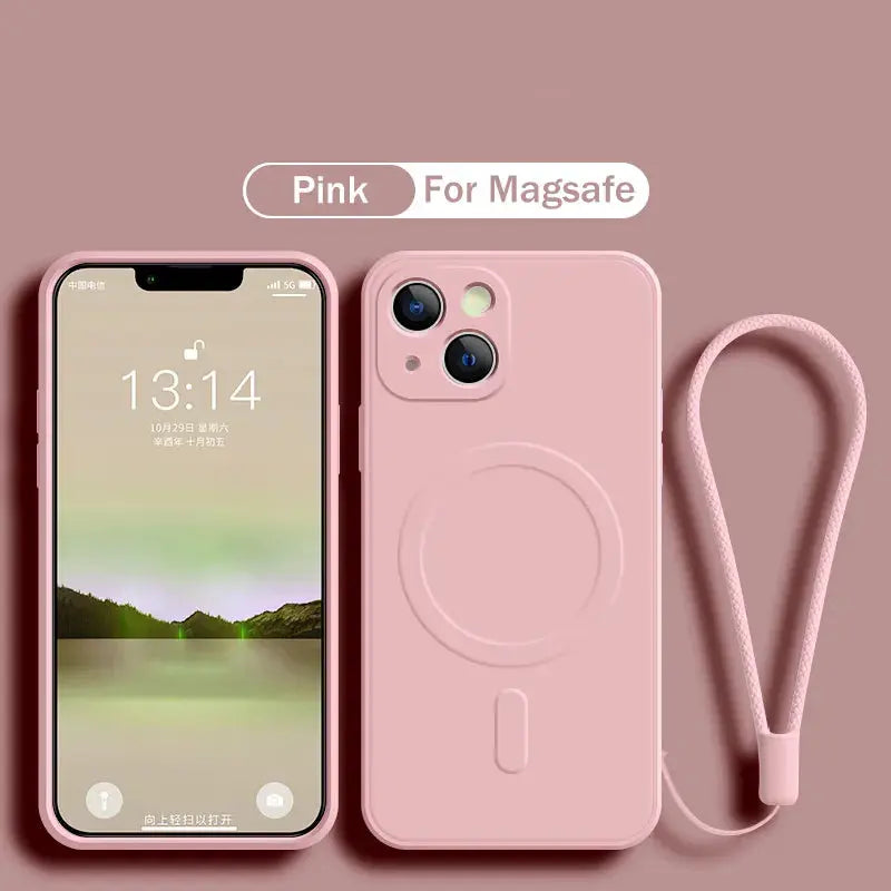 Funda de silicona líquida para iPhone 15, 11, 13, 12, 14 Pro Max, Mini, XR, Xs Plus, SE, carga inalámbrica magnética para Magsafe La zona Apple