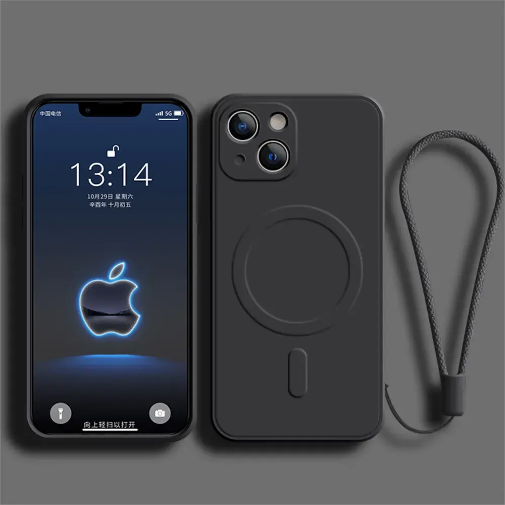 Funda de silicona líquida para iPhone 15, 11, 13, 12, 14 Pro Max, Mini, XR, Xs Plus, SE, carga inalámbrica magnética para Magsafe La zona Apple