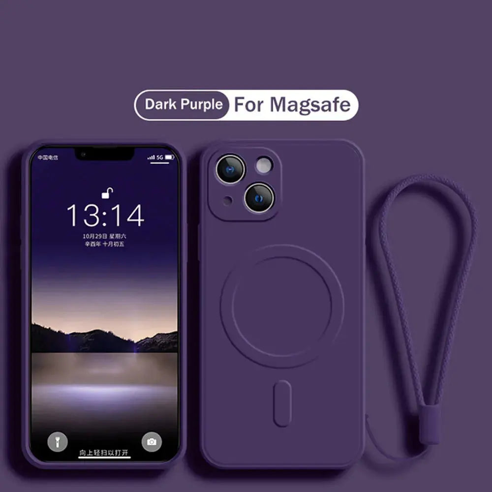 Funda de silicona líquida para iPhone 15, 11, 13, 12, 14 Pro Max, Mini, XR, Xs Plus, SE, carga inalámbrica magnética para Magsafe La zona Apple