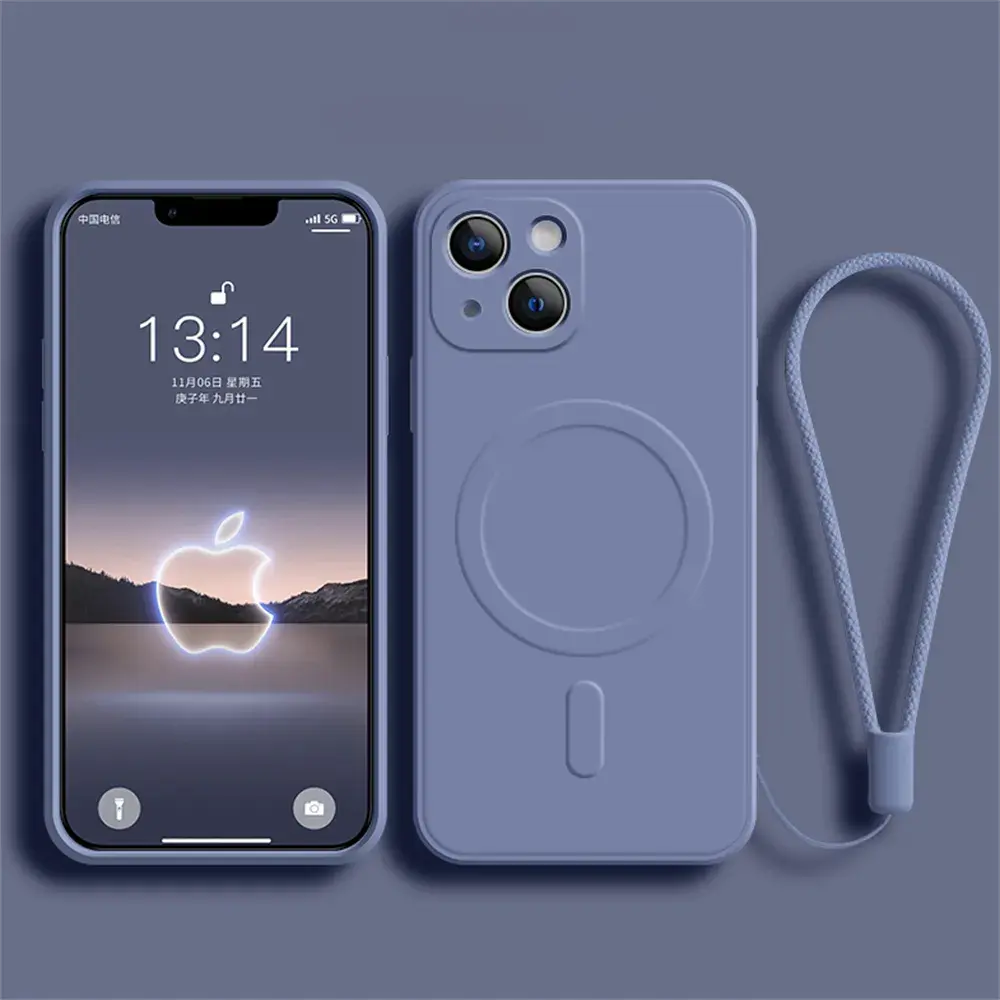 Funda de silicona líquida para iPhone 15, 11, 13, 12, 14 Pro Max, Mini, XR, Xs Plus, SE, carga inalámbrica magnética para Magsafe La zona Apple