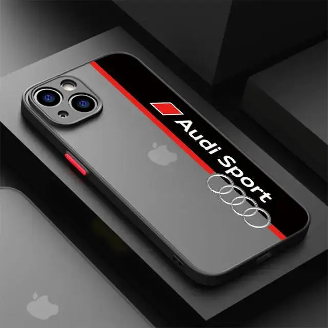 Funda de teléfono A Audi para coche deportivo, cubierta mate A prueba de golpes para Apple iPhone 13, 14 Plus, 12 Mini, 15 Pro Max, 11 Pro, XR, 8, SE, 7, XS MAX - La zona Apple