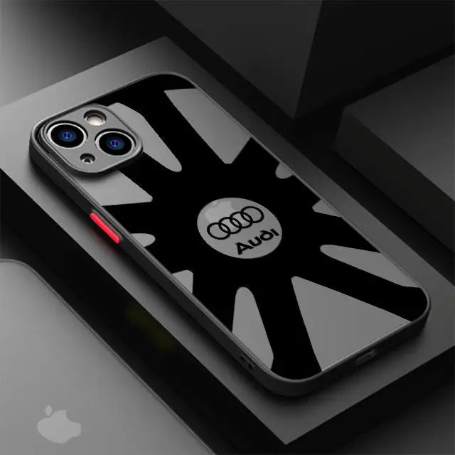 Funda de teléfono A Audi para coche deportivo, cubierta mate A prueba de golpes para Apple iPhone 13, 14 Plus, 12 Mini, 15 Pro Max, 11 Pro, XR, 8, SE, 7, XS MAX - La zona Apple