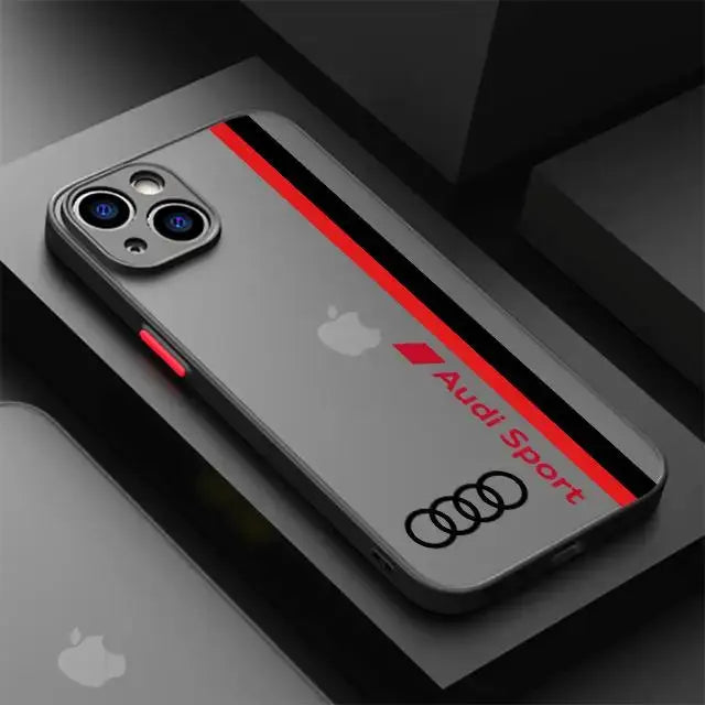 Funda de teléfono A Audi para coche deportivo, cubierta mate A prueba de golpes para Apple iPhone 13, 14 Plus, 12 Mini, 15 Pro Max, 11 Pro, XR, 8, SE, 7, XS MAX - La zona Apple