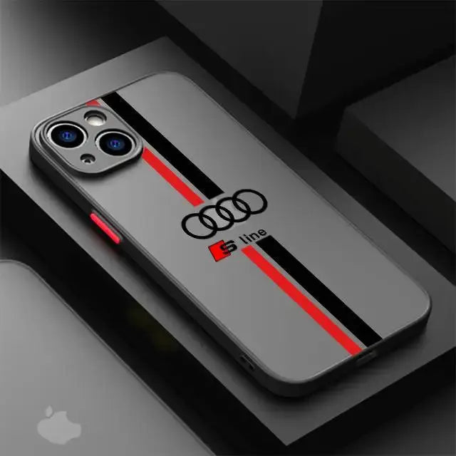 Funda de teléfono A Audi para coche deportivo, cubierta mate A prueba de golpes para Apple iPhone 13, 14 Plus, 12 Mini, 15 Pro Max, 11 Pro, XR, 8, SE, 7, XS MAX - La zona Apple