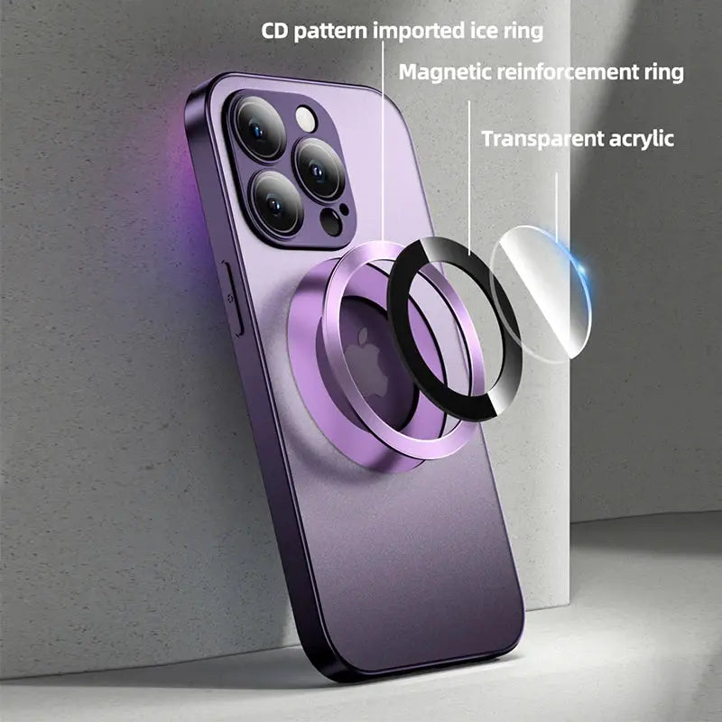 Funda de Teléfono Magsafe con Protección de Lente de Cámara de Vidrio Mate iPhone 14, 13, 12, 11, 15 Pro Max - La zona Apple