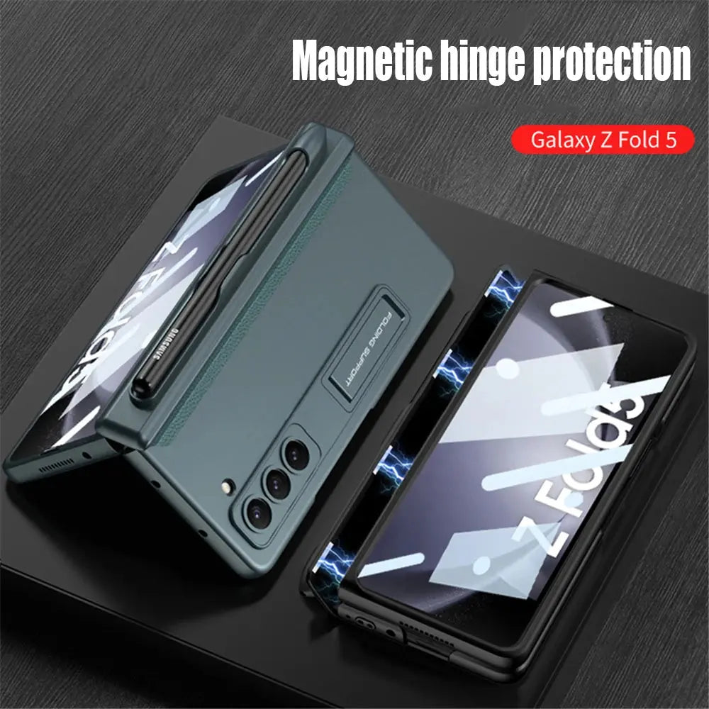 Funda de teléfono con bisagra magnética para Samsung Galaxy Z, carcasa protectora de pantalla de cámara, a prueba de golpes, 5G - La zona Apple