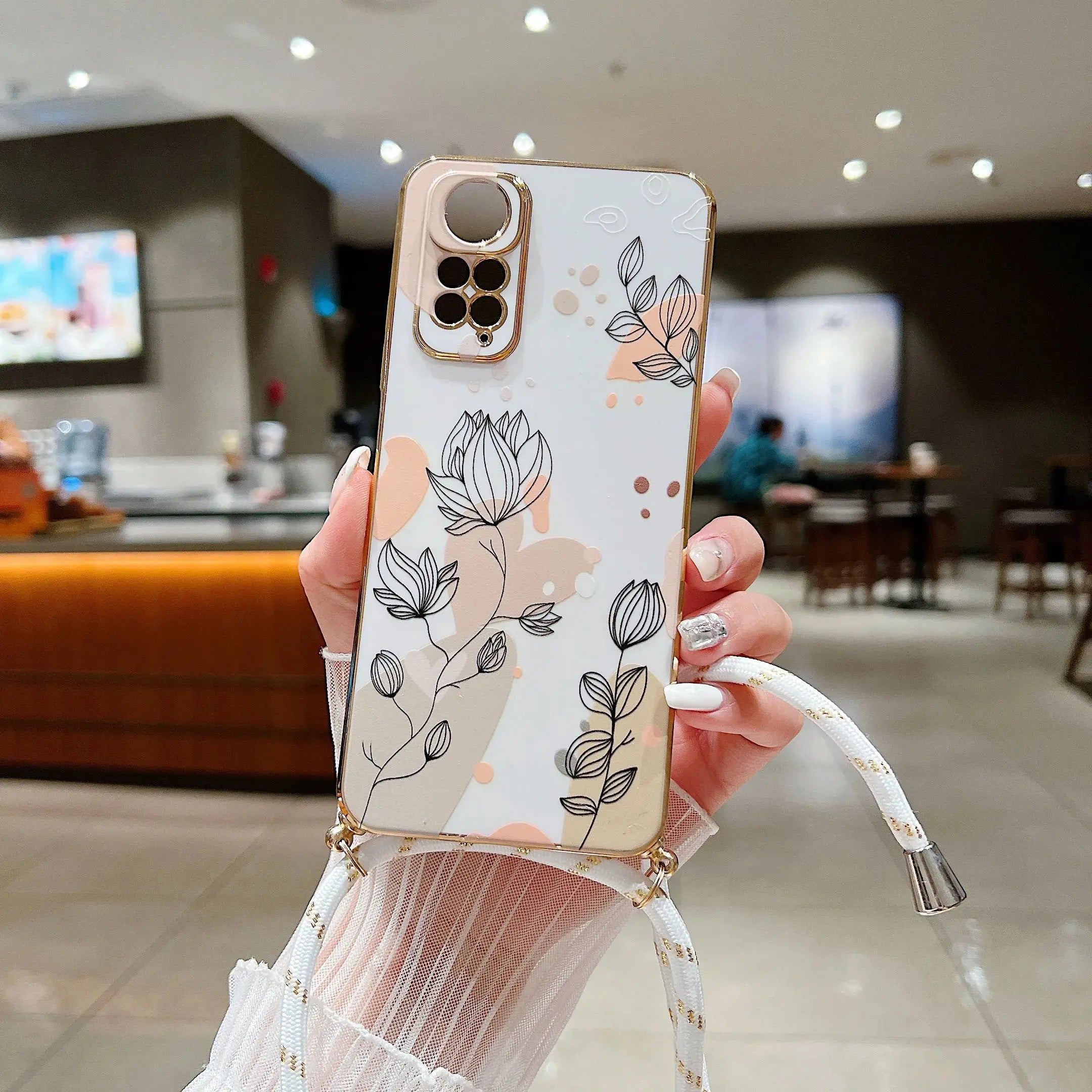 Funda de Teléfono con Cordón Diagonal Chapada en Plata para Xiaomi Redmi Series - Estilo y Comodidad Fusionados - La zona Apple