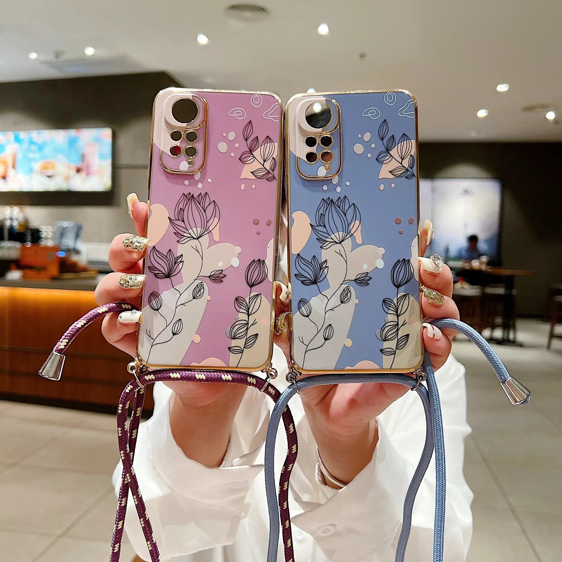 Funda de Teléfono con Cordón Diagonal Chapada en Plata para Xiaomi Redmi Series - Estilo y Comodidad Fusionados - La zona Apple