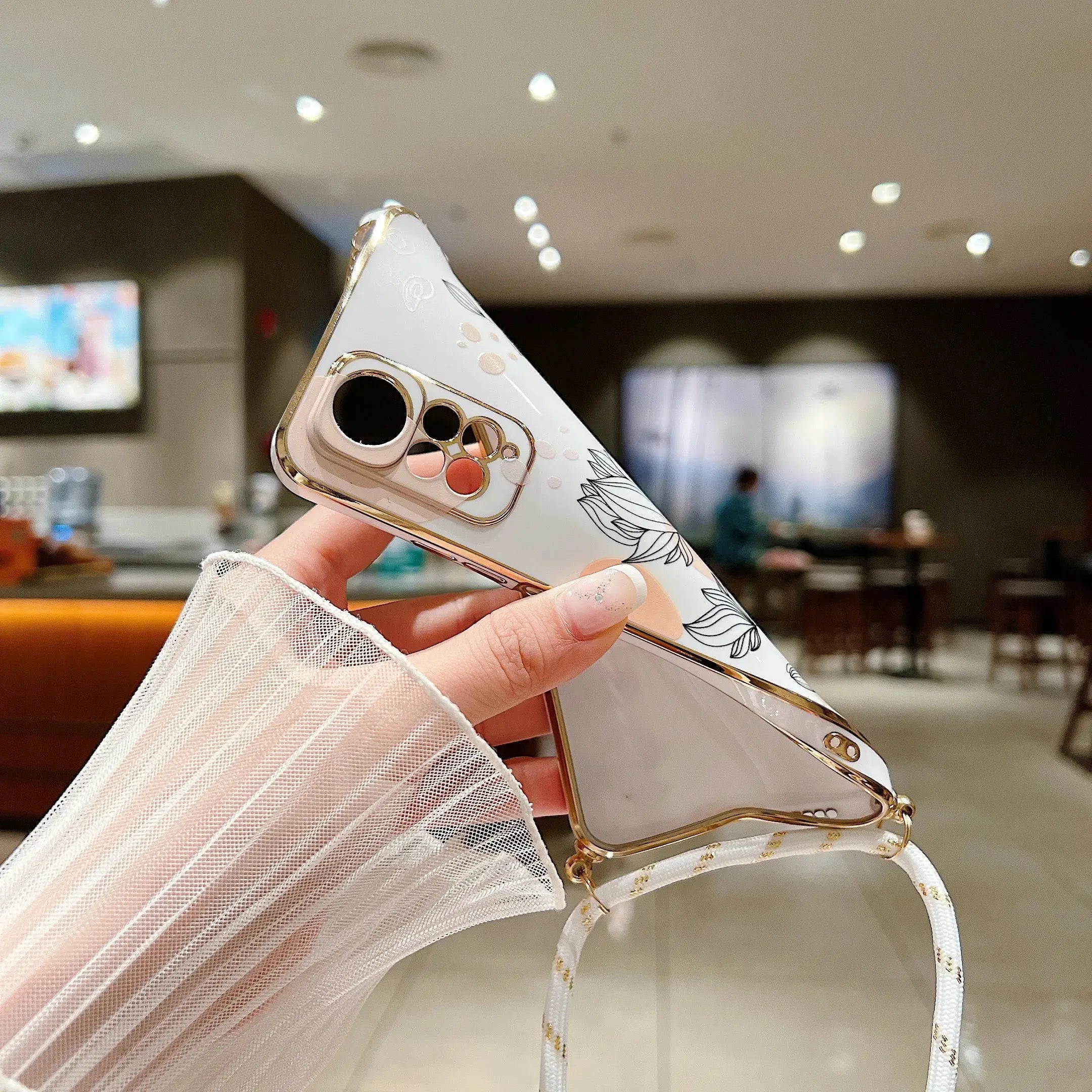 Funda de Teléfono con Cordón Diagonal Chapada en Plata para Xiaomi Redmi Series - Estilo y Comodidad Fusionados - La zona Apple