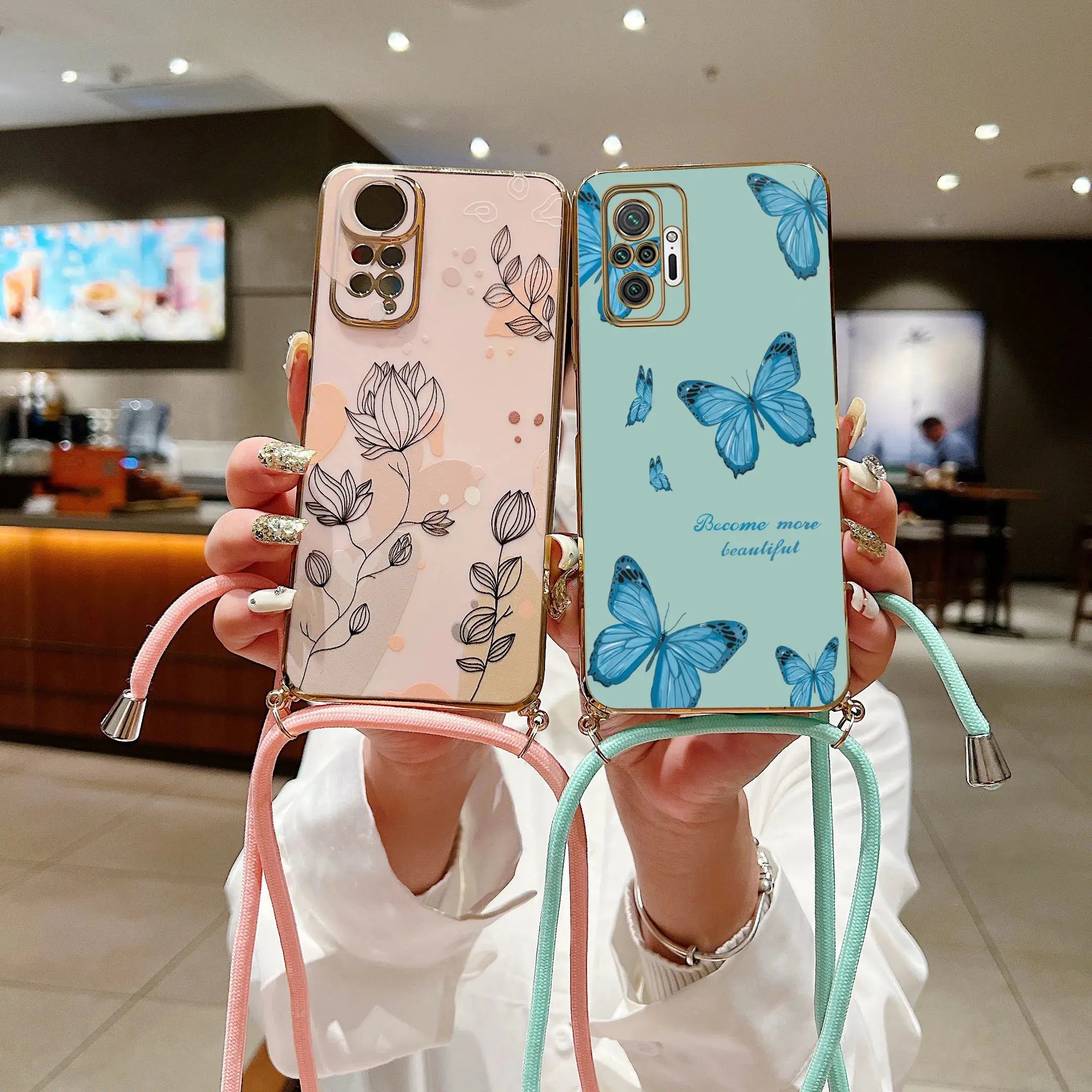 Funda de Teléfono con Cordón Diagonal Chapada en Plata para Xiaomi Redmi Series - Estilo y Comodidad Fusionados - La zona Apple