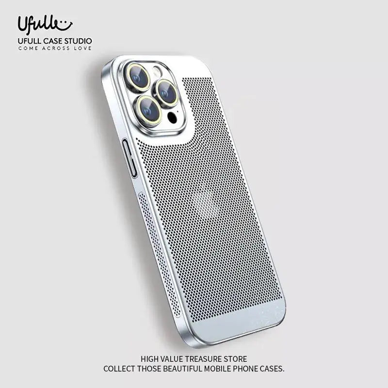 Funda de teléfono con disipación de calor para Iphone, carcasa de malla de panal con borde galvanizado, 15, 14, 11, 12, 13 Pro Max, 14Plus, XS Max, Mini - La zona Apple