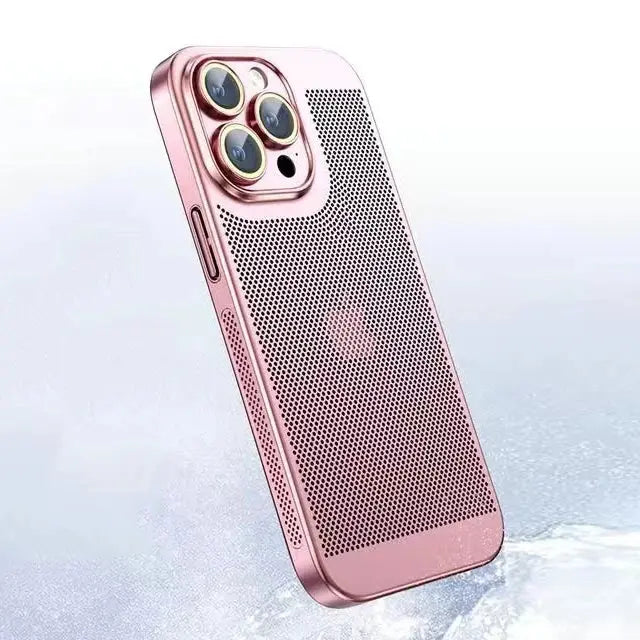 Funda de teléfono con disipación de calor para Iphone, carcasa de malla de panal con borde galvanizado, 15, 14, 11, 12, 13 Pro Max, 14Plus, XS Max, Mini - La zona Apple