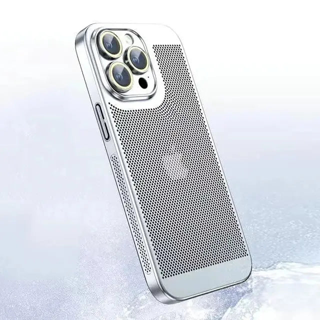 Funda de teléfono con disipación de calor para Iphone, carcasa de malla de panal con borde galvanizado, 15, 14, 11, 12, 13 Pro Max, 14Plus, XS Max, Mini - La zona Apple