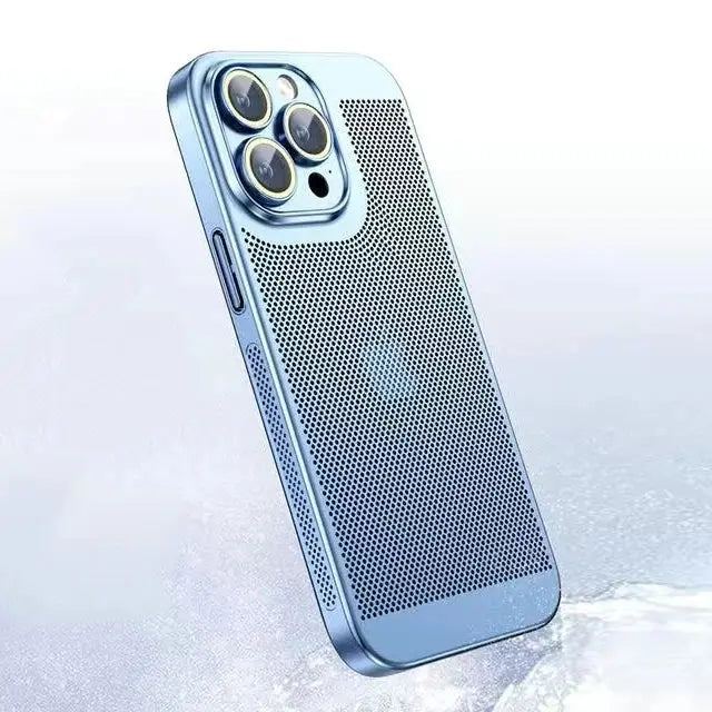 Funda de teléfono con disipación de calor para Iphone, carcasa de malla de panal con borde galvanizado, 15, 14, 11, 12, 13 Pro Max, 14Plus, XS Max, Mini - La zona Apple
