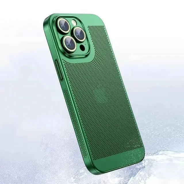 Funda de teléfono con disipación de calor para Iphone, carcasa de malla de panal con borde galvanizado, 15, 14, 11, 12, 13 Pro Max, 14Plus, XS Max, Mini - La zona Apple