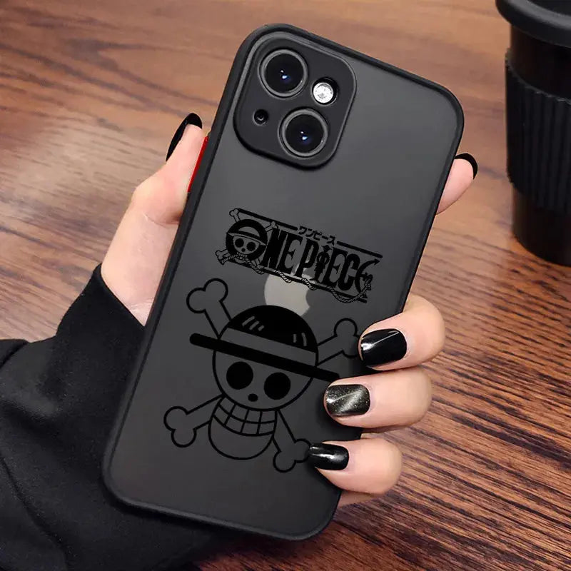 Funda de teléfono con logotipo de Anime para Apple iPhone, carcasa translúcida esmerilada mate para iPhone 14, 13, 12, 11, XS Mini Pro Max, 8, 7, XR, X alidrosip
