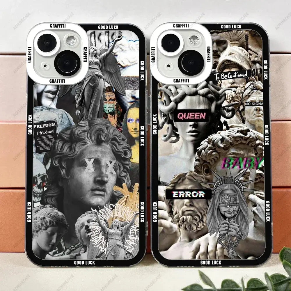 Funda de teléfono de Arte de moda para iPhone 15 14 13 12 Pro Max Mini 11 XS X XR SE 7 8 Plus, funda de TPU suave - La zona Apple