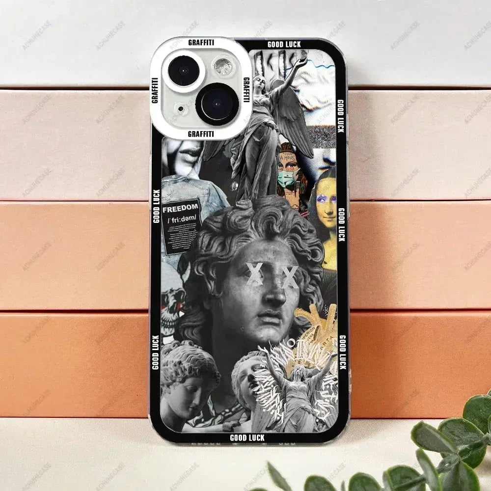 Funda de teléfono de Arte de moda para iPhone 15 14 13 12 Pro Max Mini 11 XS X XR SE 7 8 Plus, funda de TPU suave - La zona Apple