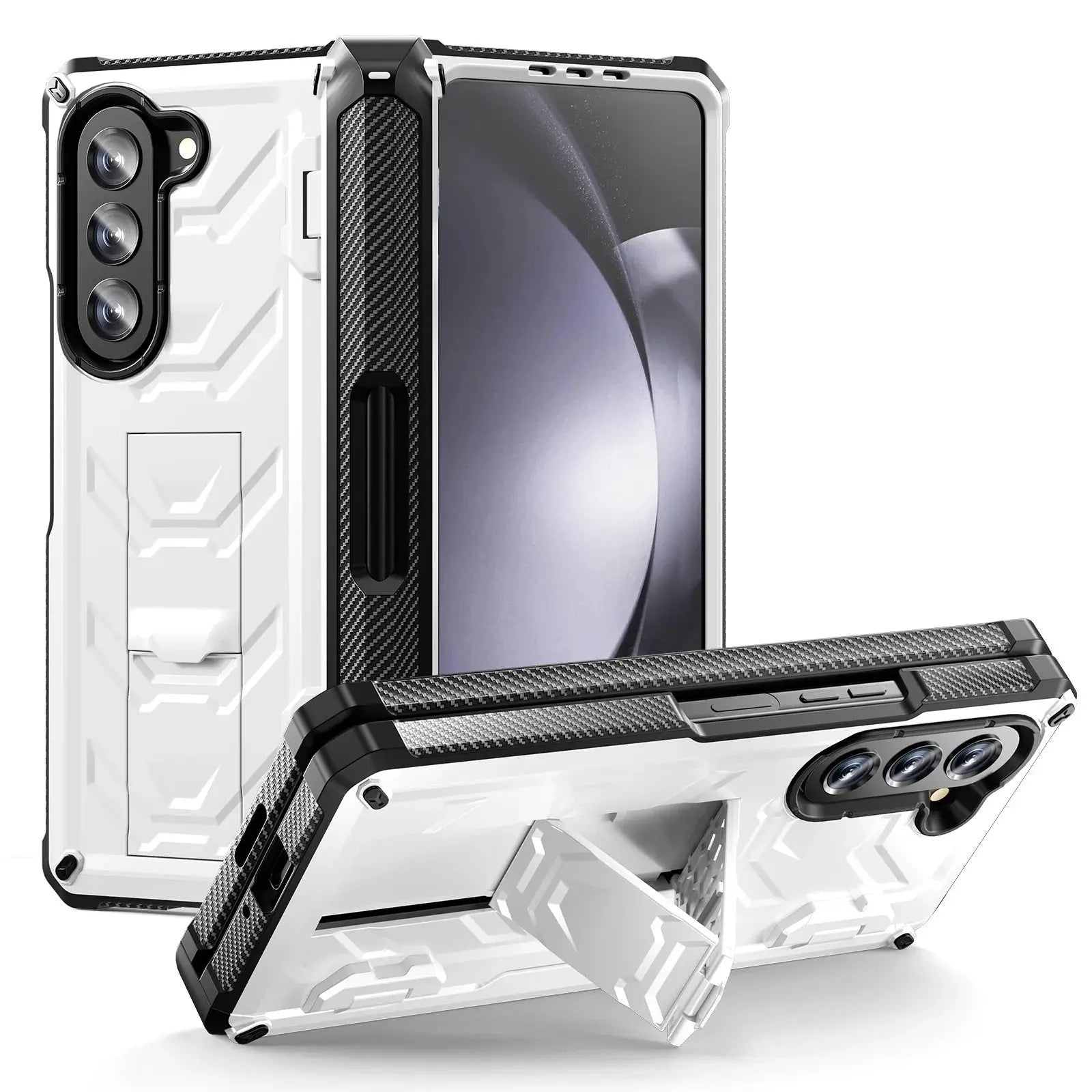 Funda de teléfono armor para Samsung Galaxy Z Fold 5 4 3 Fold5 Fold4 Fold3 5G con soporte para bolígrafo y protector de pantalla - La zona Apple