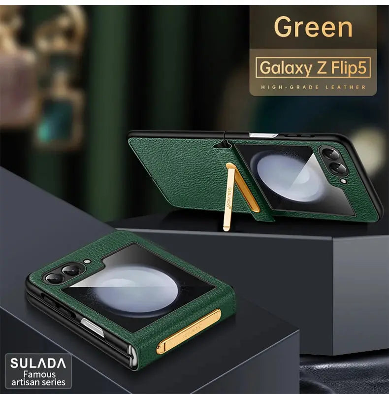 Funda de teléfono de cuero PU con soporte para Samsung Galaxy Z Flip 5, 4, 3, Flip5, Flip4, Flip3, 5G, carcasa de plástico a dura prueba de golpes - La zona Apple