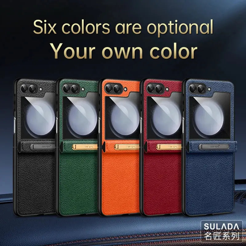 Funda de teléfono de cuero PU con soporte para Samsung Galaxy Z Flip 5, 4, 3, Flip5, Flip4, Flip3, 5G, carcasa de plástico a dura prueba de golpes - La zona Apple