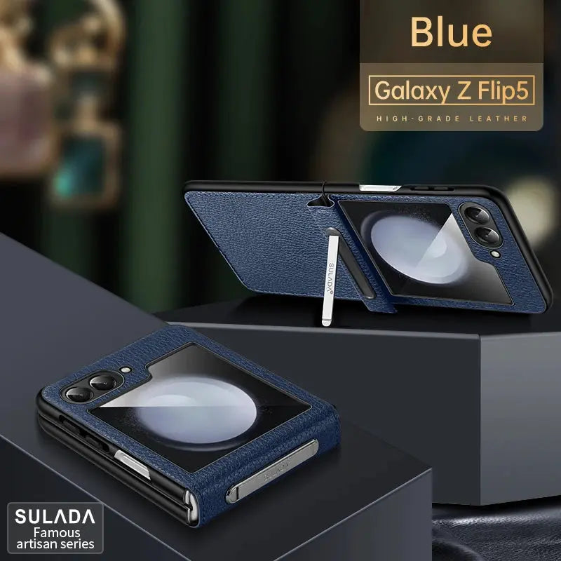 Funda de teléfono de cuero PU con soporte para Samsung Galaxy Z Flip 5, 4, 3, Flip5, Flip4, Flip3, 5G, carcasa de plástico a dura prueba de golpes - La zona Apple