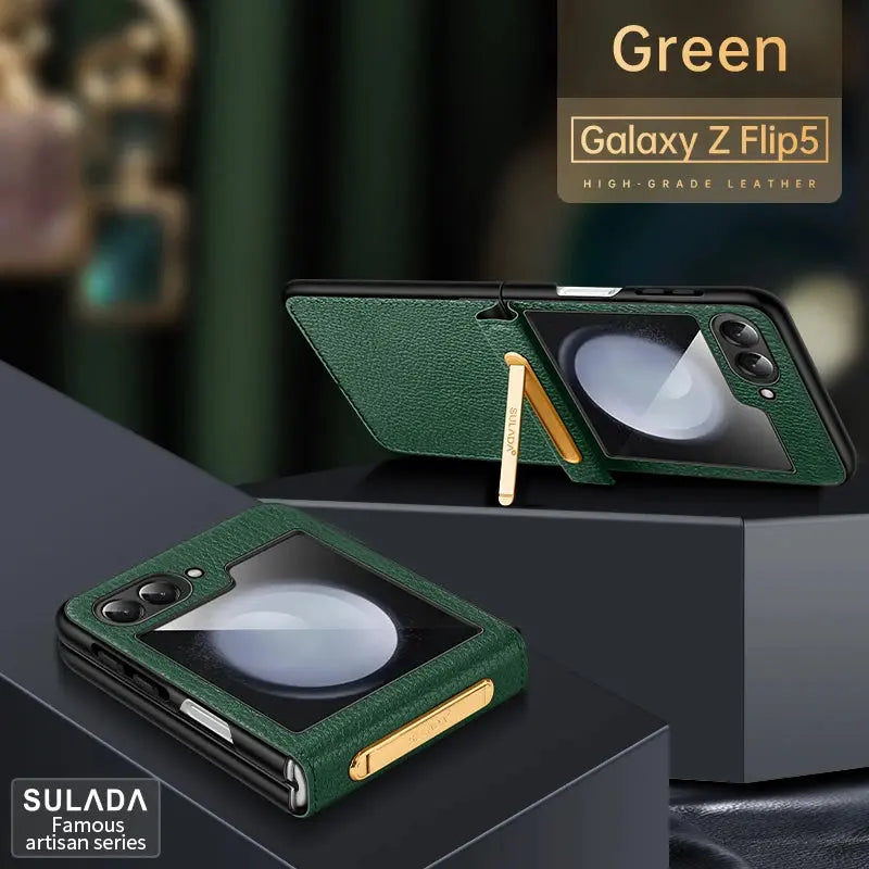 Funda de teléfono de cuero PU con soporte para Samsung Galaxy Z Flip 5, 4, 3, Flip5, Flip4, Flip3, 5G, carcasa de plástico a dura prueba de golpes - La zona Apple