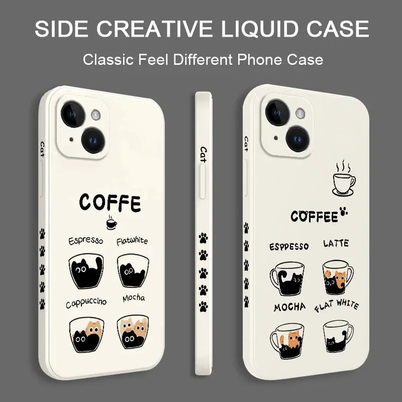 Funda COFFE gato para iPhone 15 14 13 12 11 X XR XS SE2 SE2020 8 7 6 6S - La zona Apple
